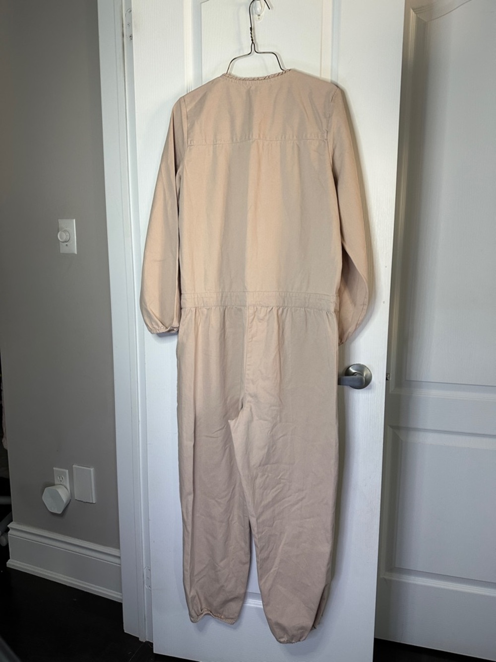 Aerie Tan blush pink Utility Jumpsuit ruffle edge women’s size M waist - Picture 9 of 10
